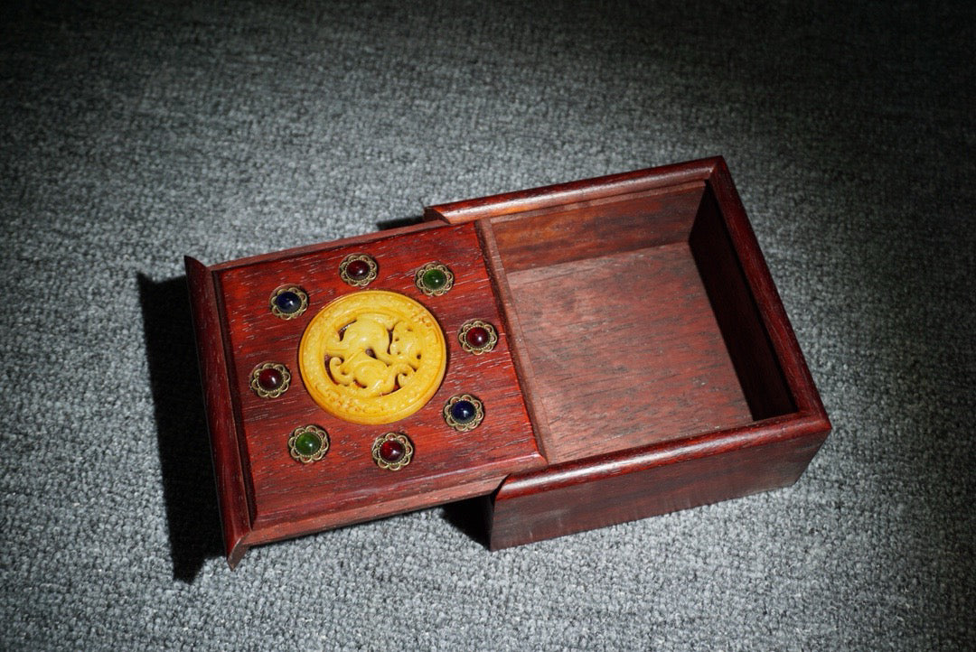 Chinese antique rosewood square jewelry box