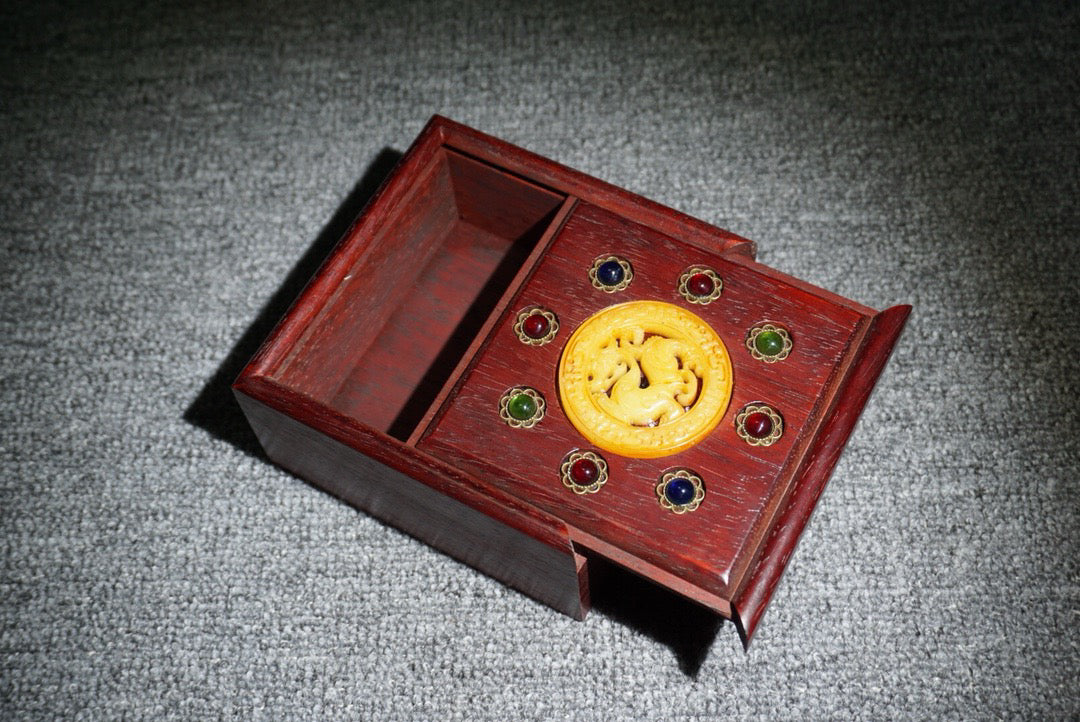 Chinese antique rosewood square jewelry box