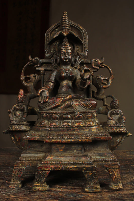 Chinese antique pure copper, one statue, one Buddha, and two disciples