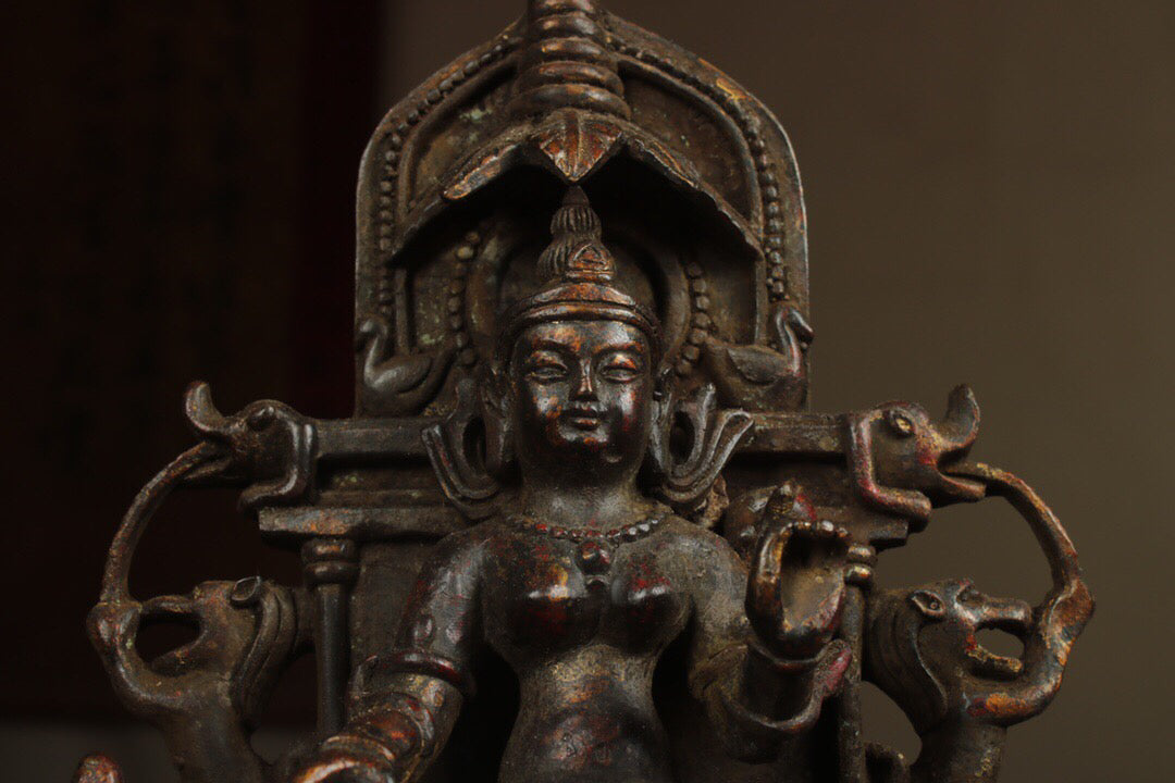 Chinese antique pure copper, one statue, one Buddha, and two disciples