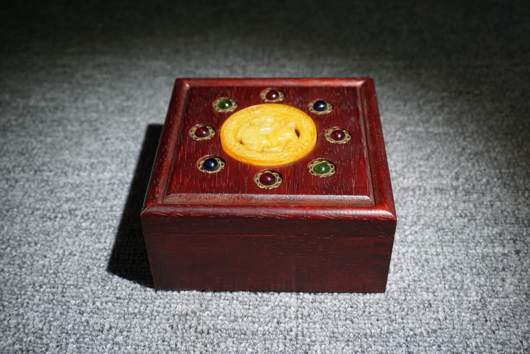 Chinese antique rosewood square jewelry box