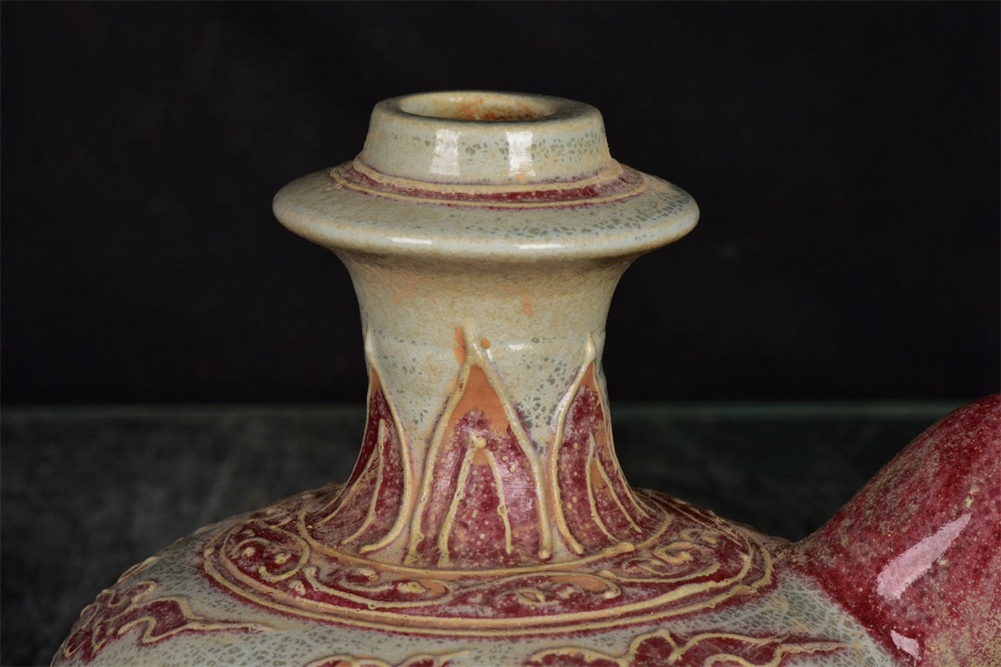 Chinese antique relief vase with tangled branches and floral patterns