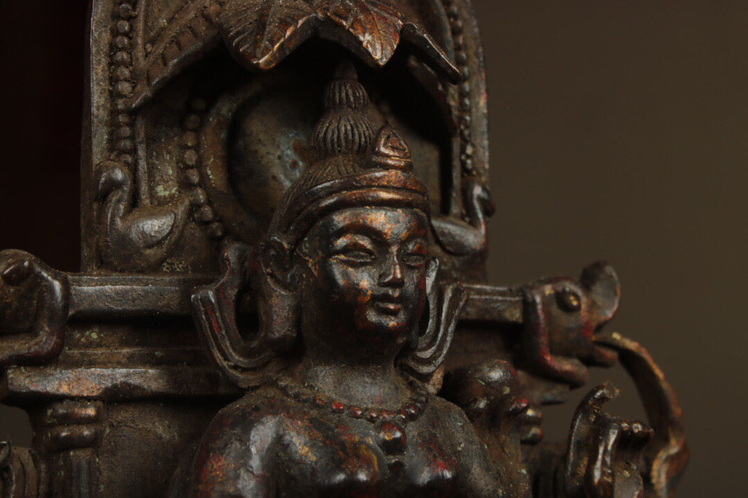 Chinese antique pure copper, one statue, one Buddha, and two disciples