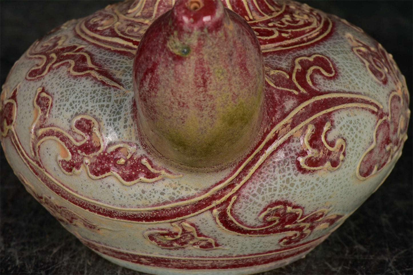 Chinese antique relief vase with tangled branches and floral patterns