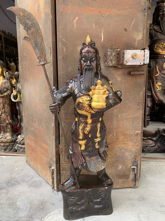 Antique gilded copper Guan Gong