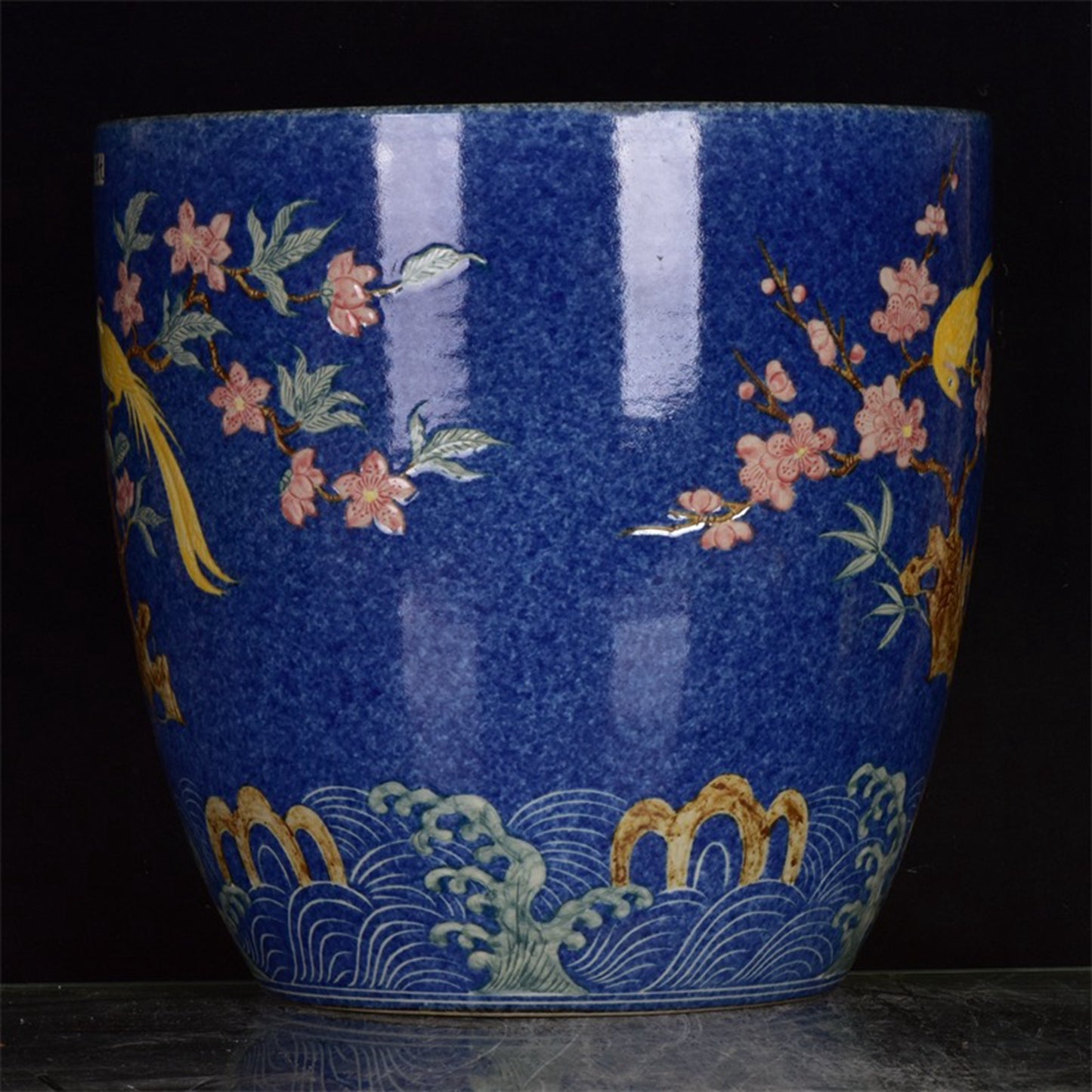 Chinese Antique Snowflake Blue Joyful Eyebrow Jar