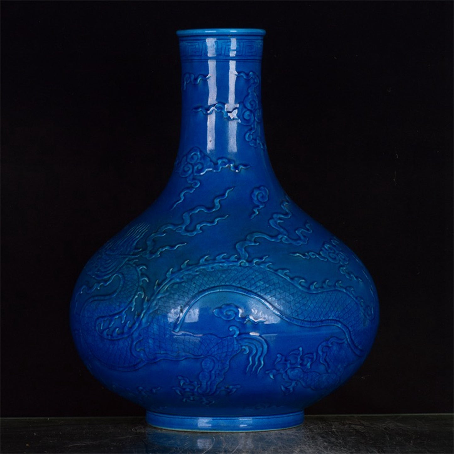 Chinese antique relief dragon patterned celestial vase