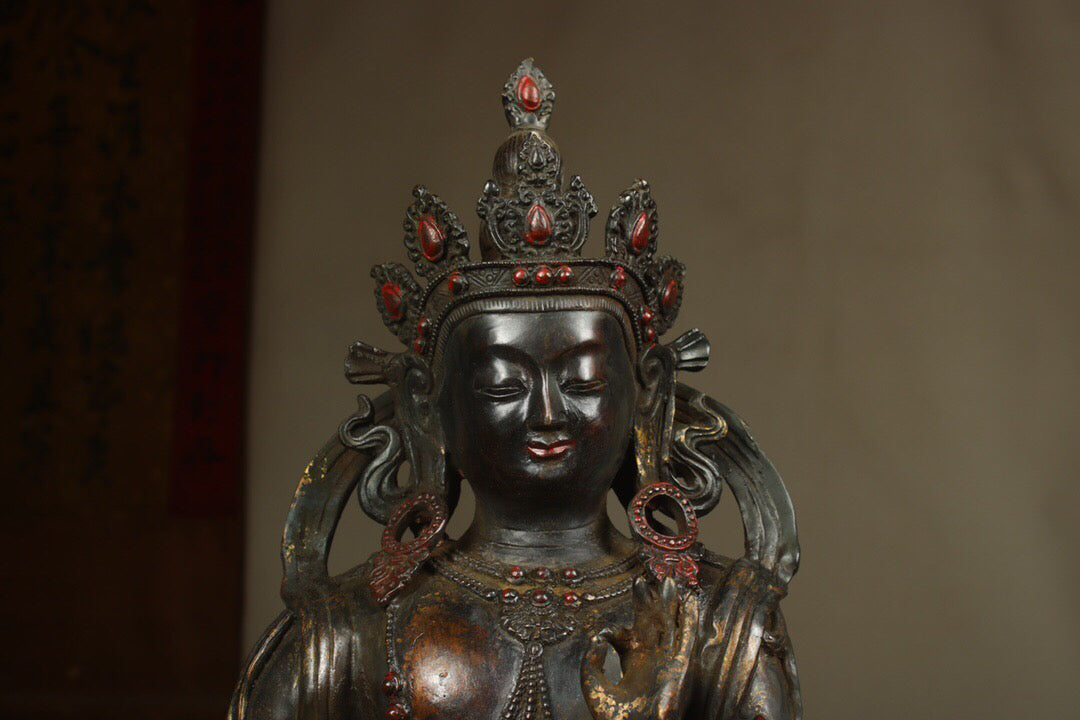 A Chinese antique pure copper statue of Tara