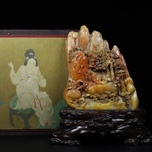 Chinese Antique Shoushan Stone [Deep Mountain Friends] Seal Decoration