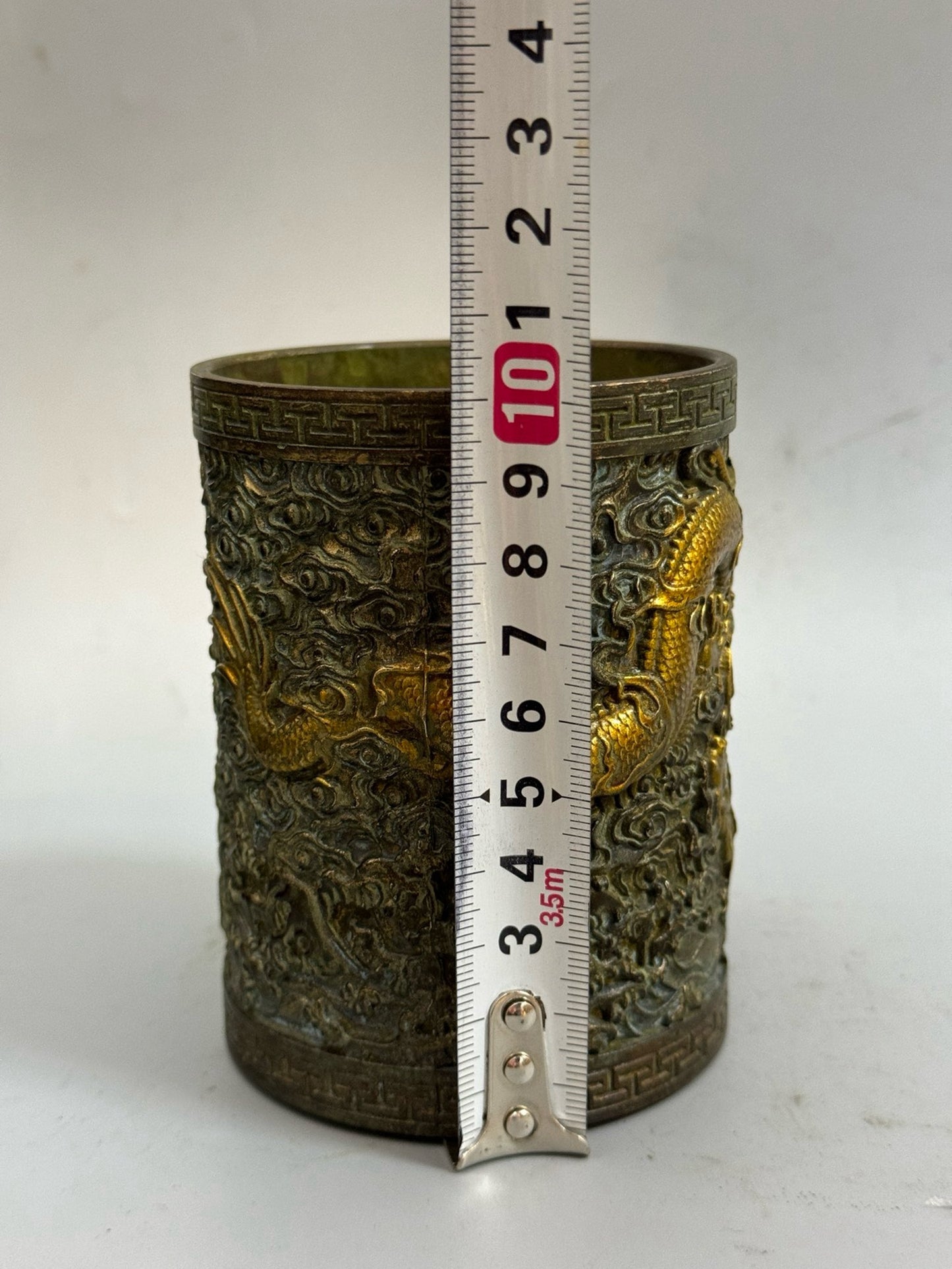 Pure copper antique gilded dragon pen holder