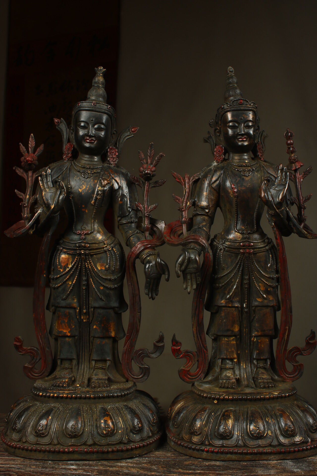 Chinese Antique Sun Moon Bodhisattva