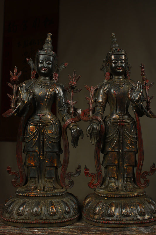 Chinese Antique Sun Moon Bodhisattva