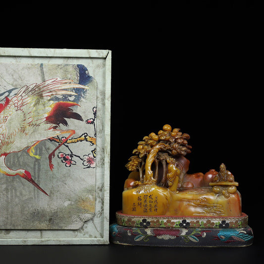 Chinese Antique Shoushan Stone [Clear Sound of Mountains and Waters] Seal Decoration