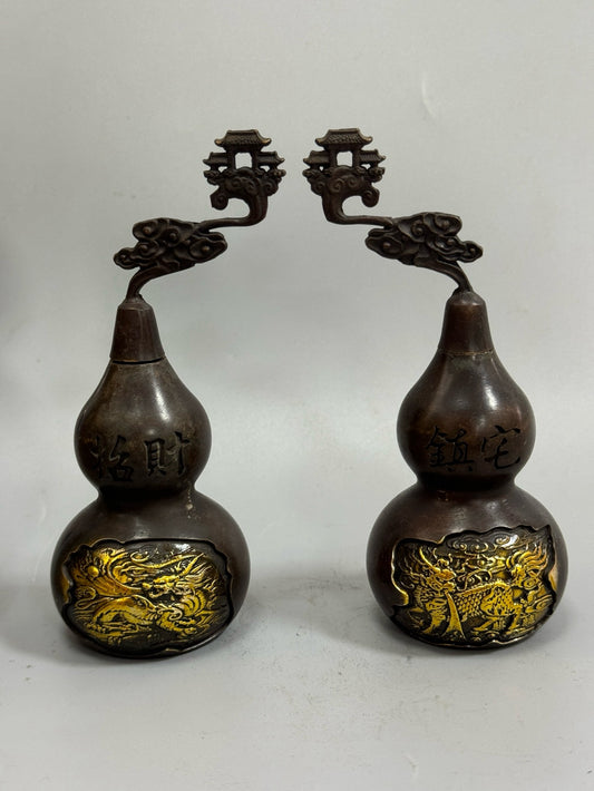 Pure copper gilded qilin gourd