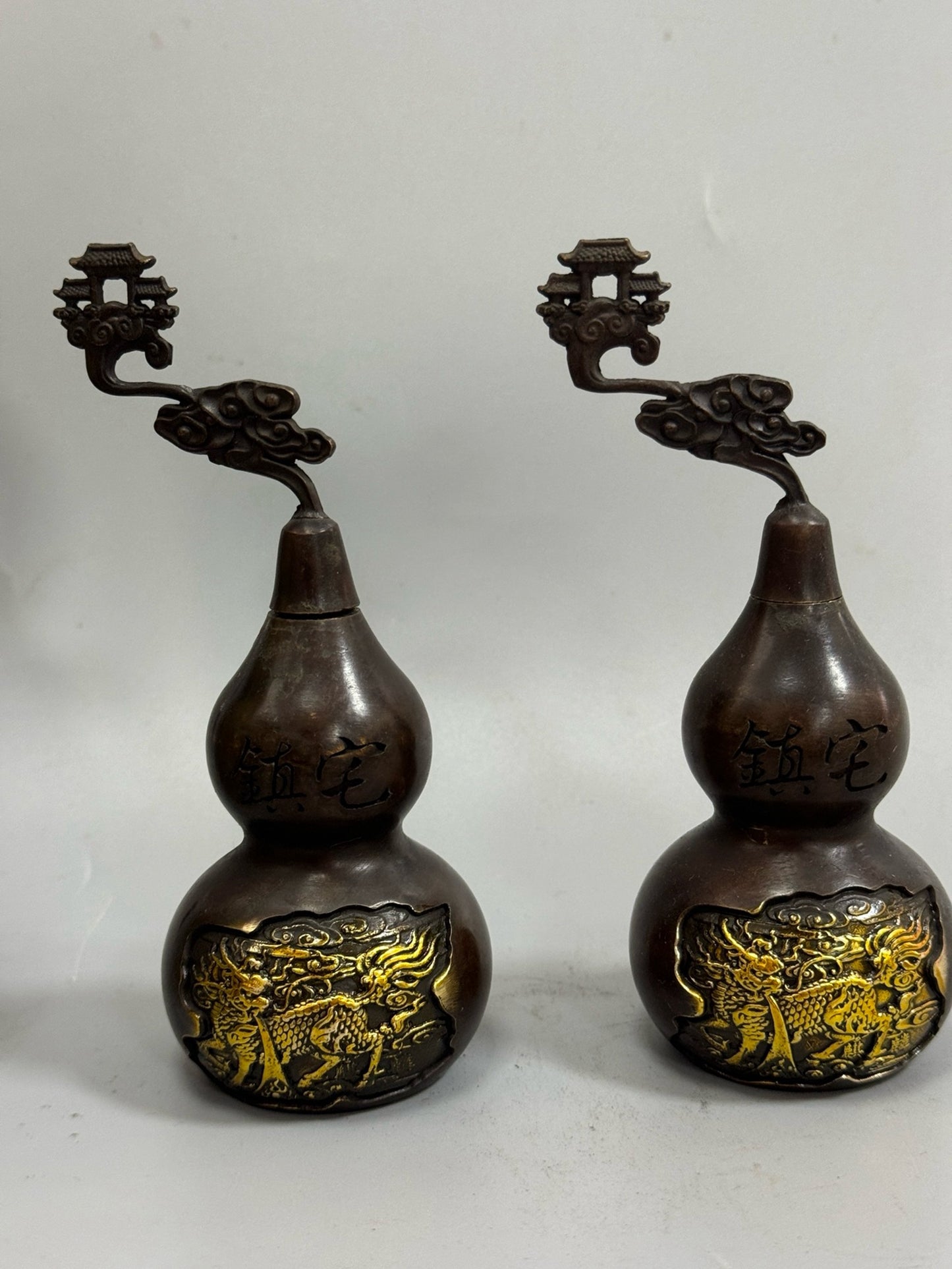 Pure copper gilded qilin gourd