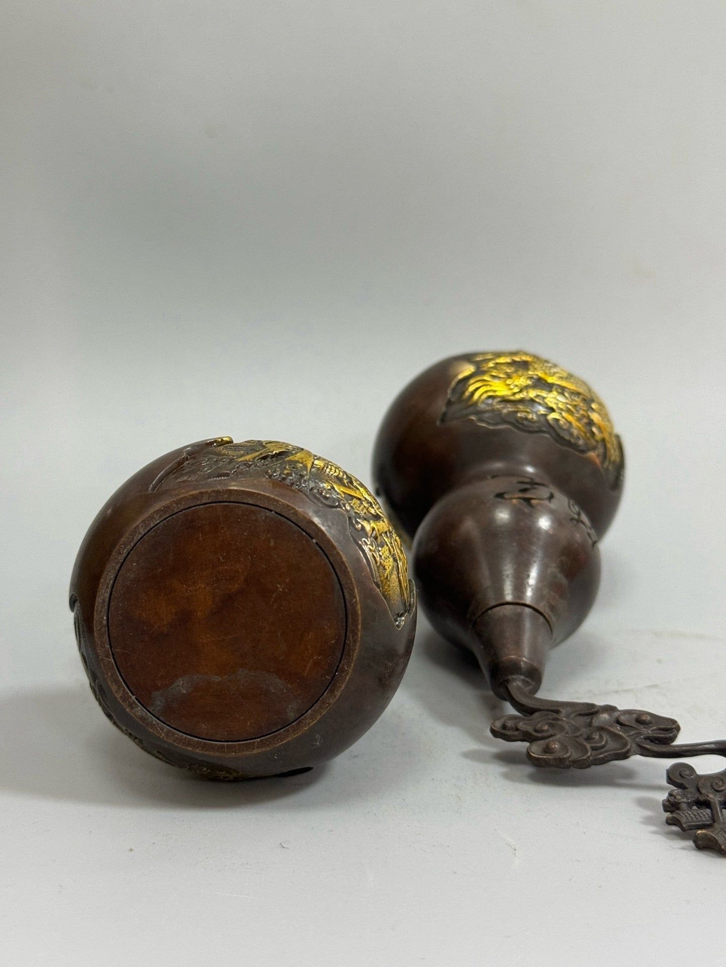 Pure copper gilded qilin gourd