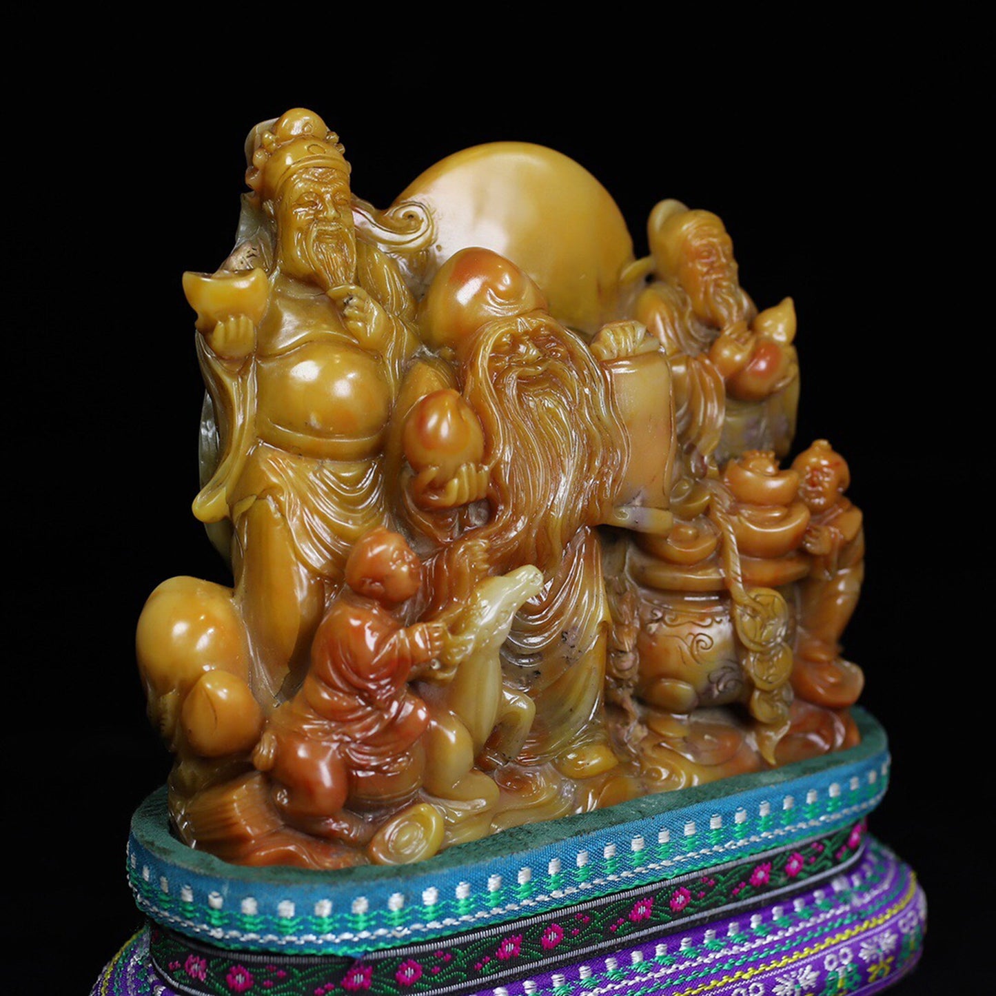 Chinese Antique Shoushan Stone Three Star Seal Decoration