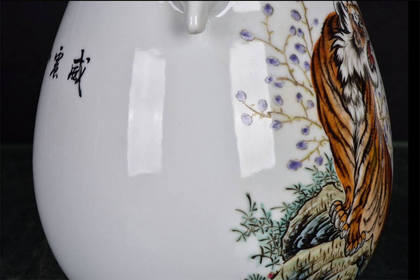 Chinese Antique Mountain and River Pattern Double Eared Deer Head Zun