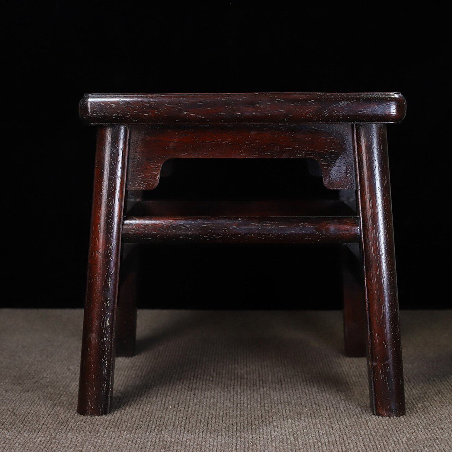 Chinese antique purple sandalwood inlaid with colorful shells rectangular rich and noble stool