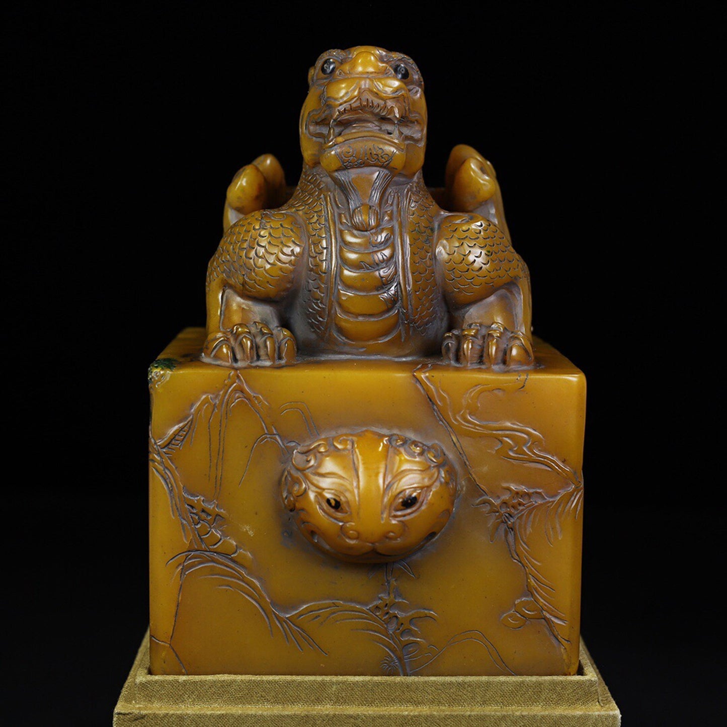 Chinese Antique Shoushan Stone Rui Beast Button Seal