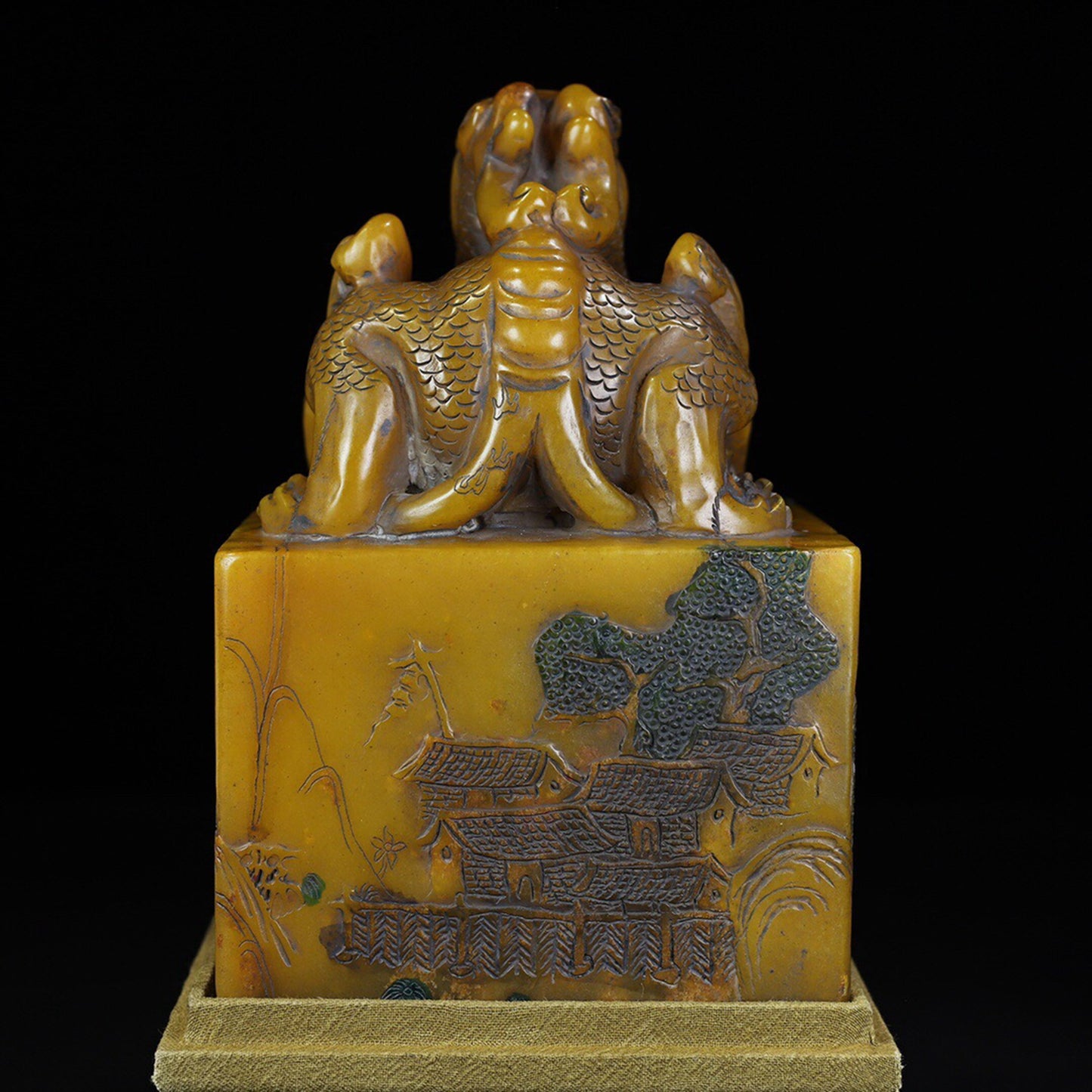 Chinese Antique Shoushan Stone Rui Beast Button Seal