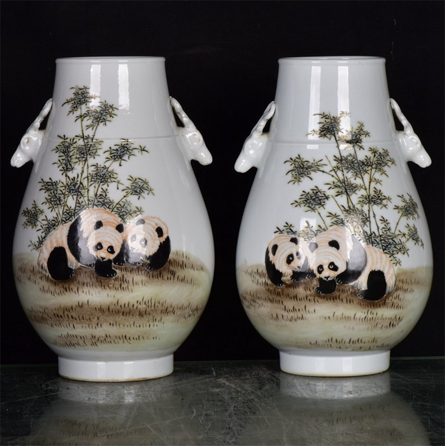 Chinese Antique National Treasure Pattern Double Eared Deer Head Zun