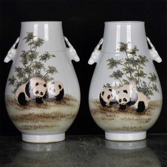 Chinese Antique National Treasure Pattern Double Eared Deer Head Zun