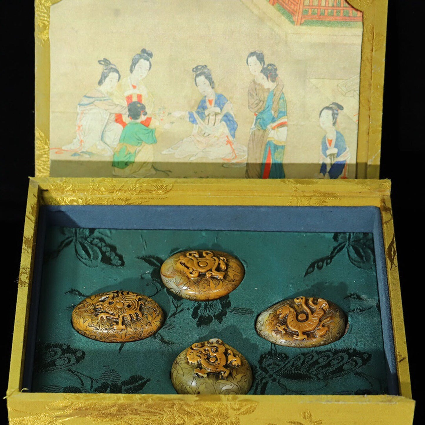 A set of seals for the four divine beasts of the Chinese antique Shoushan Stone