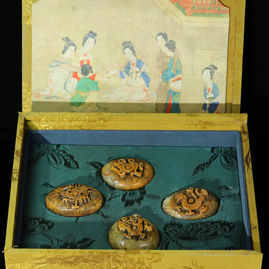 A set of seals for the four divine beasts of the Chinese antique Shoushan Stone