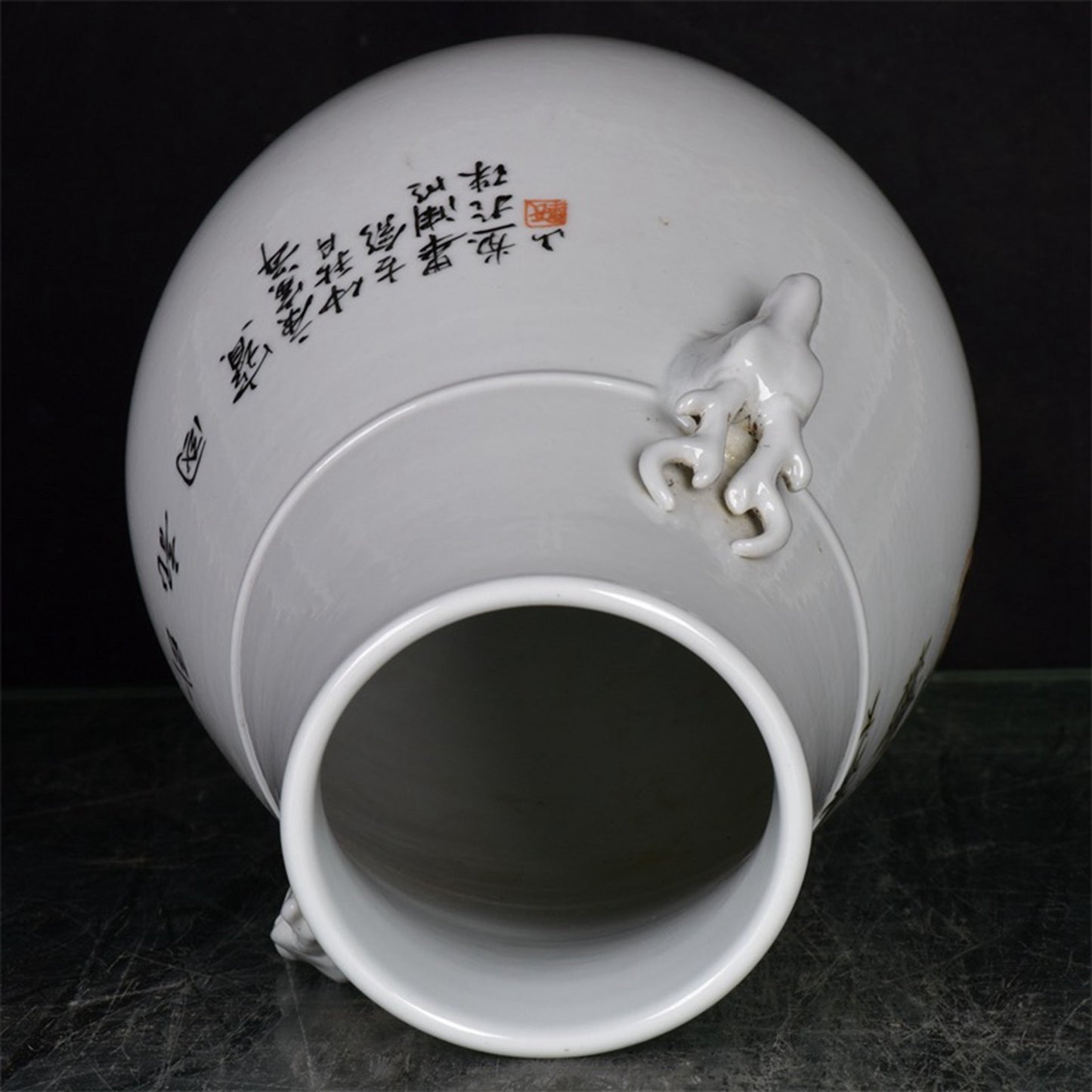 Chinese Antique National Treasure Pattern Double Eared Deer Head Zun