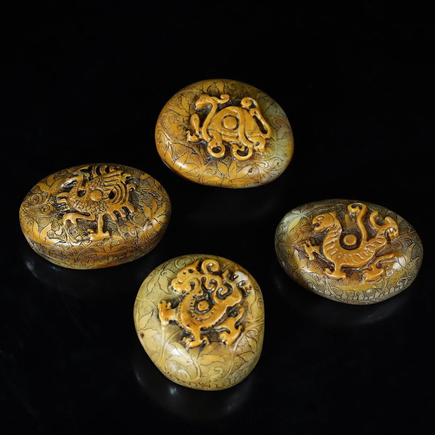 A set of seals for the four divine beasts of the Chinese antique Shoushan Stone