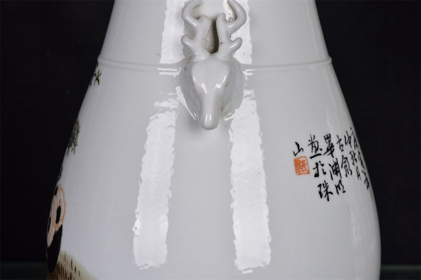 Chinese Antique National Treasure Pattern Double Eared Deer Head Zun