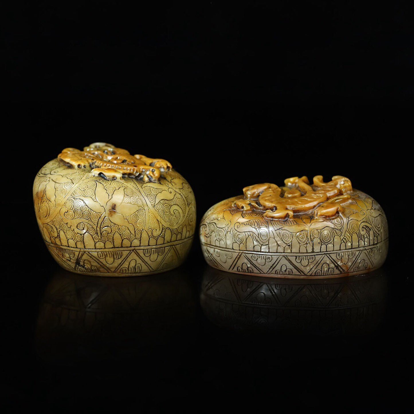 A set of seals for the four divine beasts of the Chinese antique Shoushan Stone