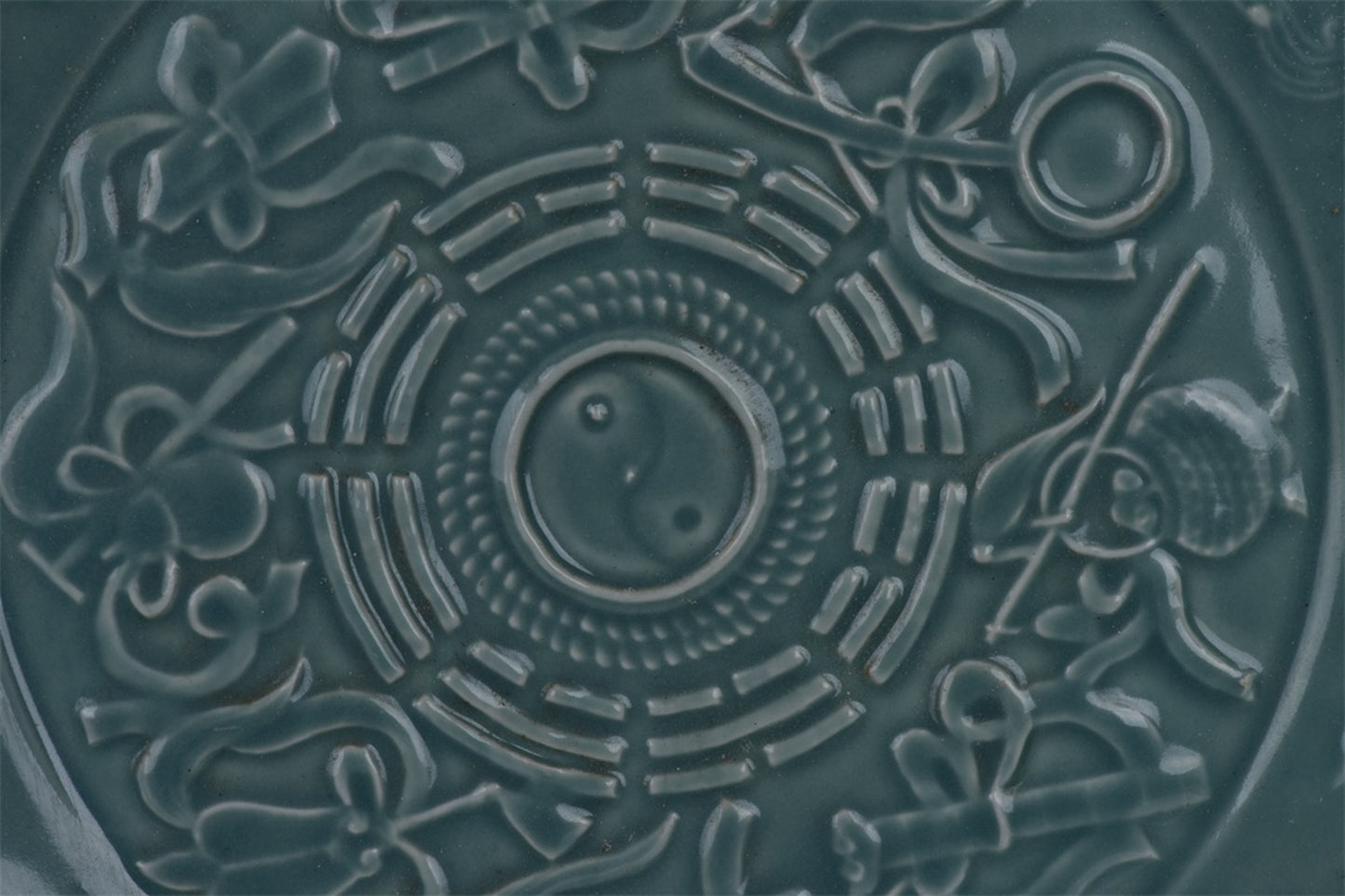 Chinese Antique Relief Dark Eight Immortals Pattern Shang Pan