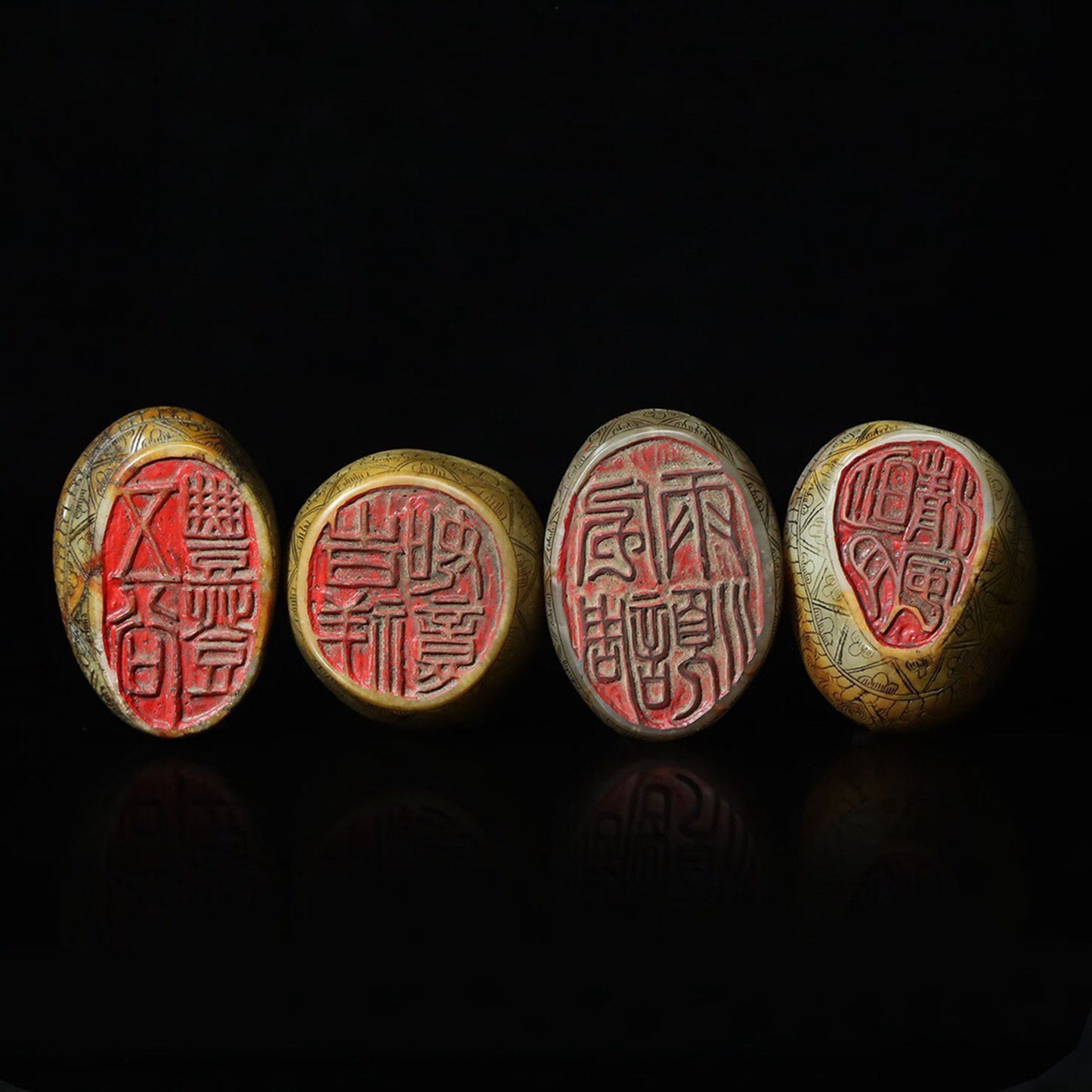 A set of seals for the four divine beasts of the Chinese antique Shoushan Stone