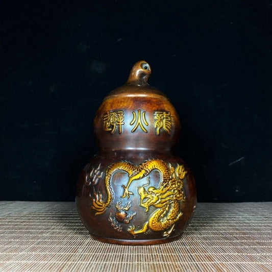 Pure copper antique fire avoiding dragon bottle