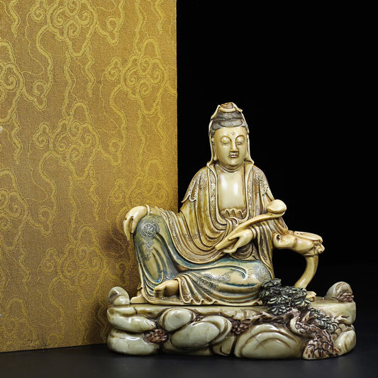 Chinese Antique Shoushan Stone [Goddess of Mercy Blessing]