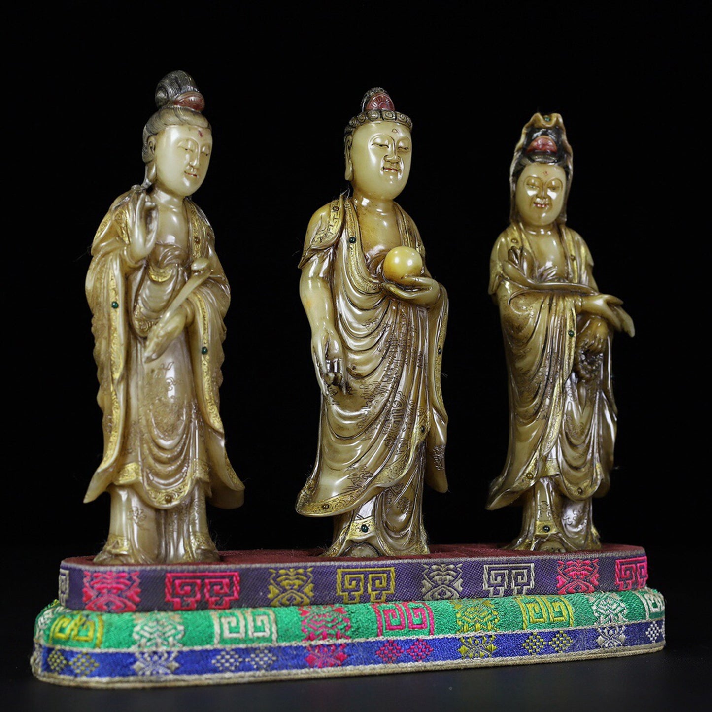 A set of seals for the Western Three Holy Buddha statues of the Chinese antique Shoushan Stone