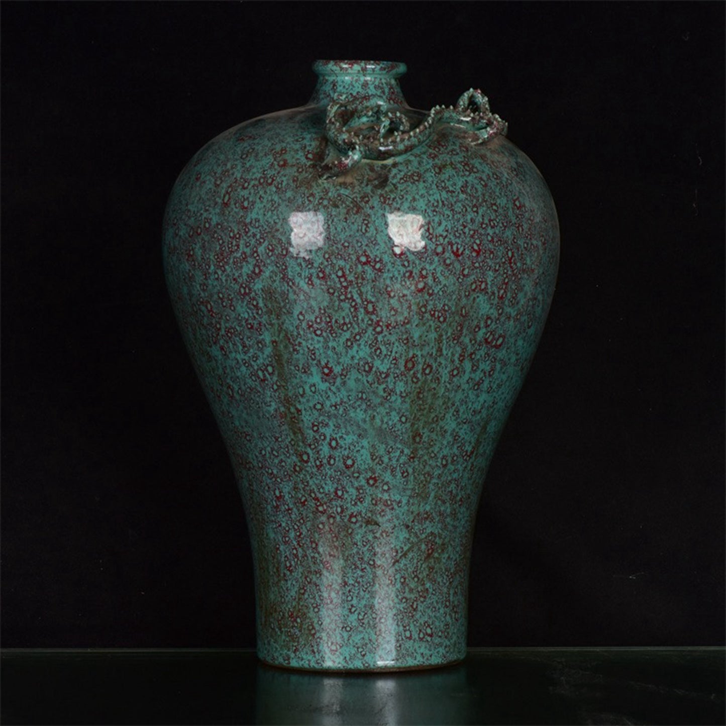 Chinese antique Lu Jun glazed coiled dragon plum vase