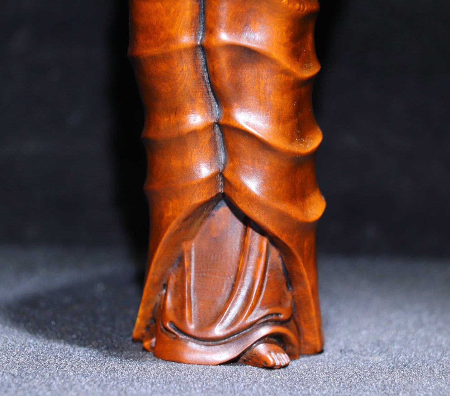 Fine carving of small leaved boxwood Bamboo Lotus Guanyin
