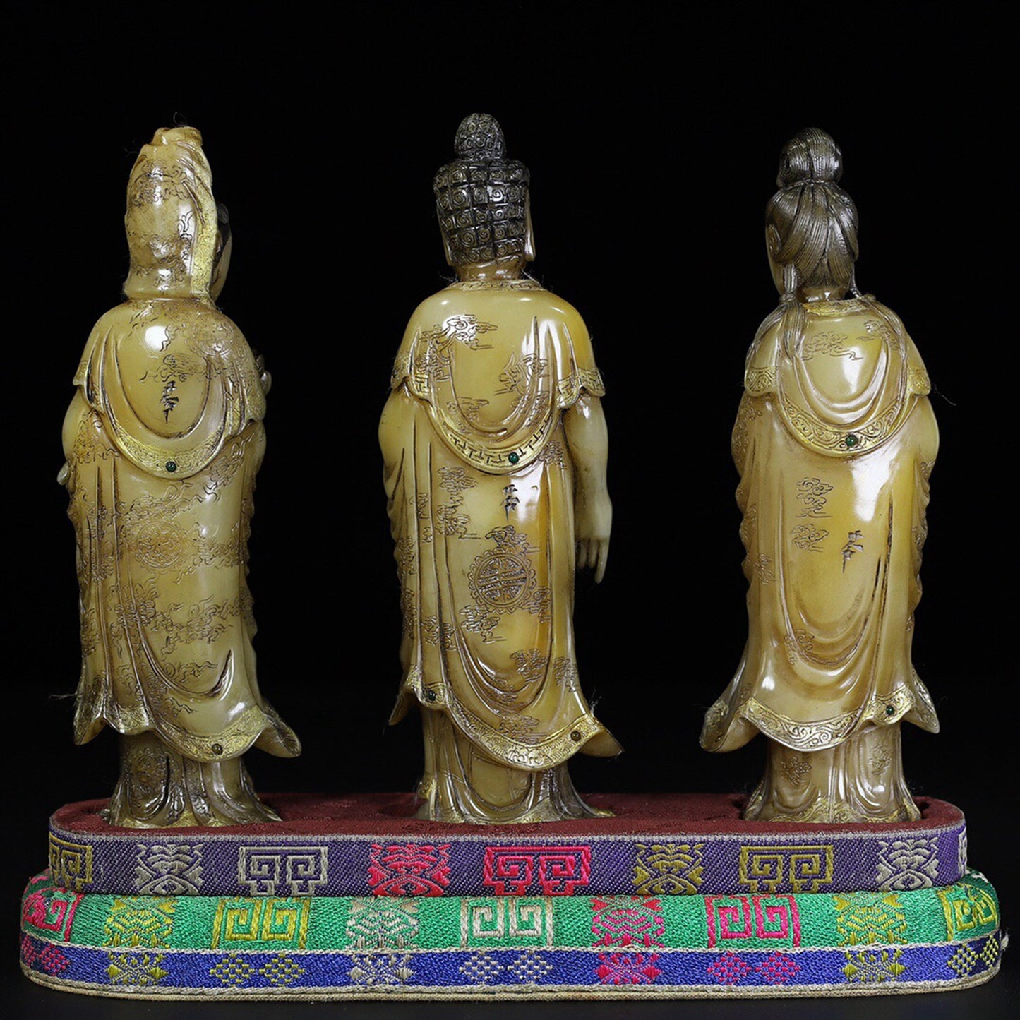 A set of seals for the Western Three Holy Buddha statues of the Chinese antique Shoushan Stone