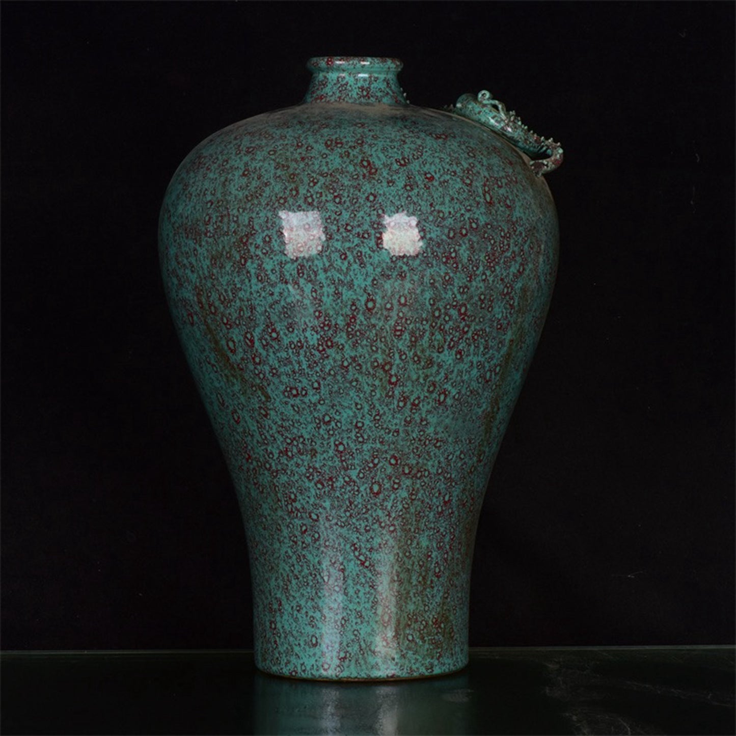 Chinese antique Lu Jun glazed coiled dragon plum vase
