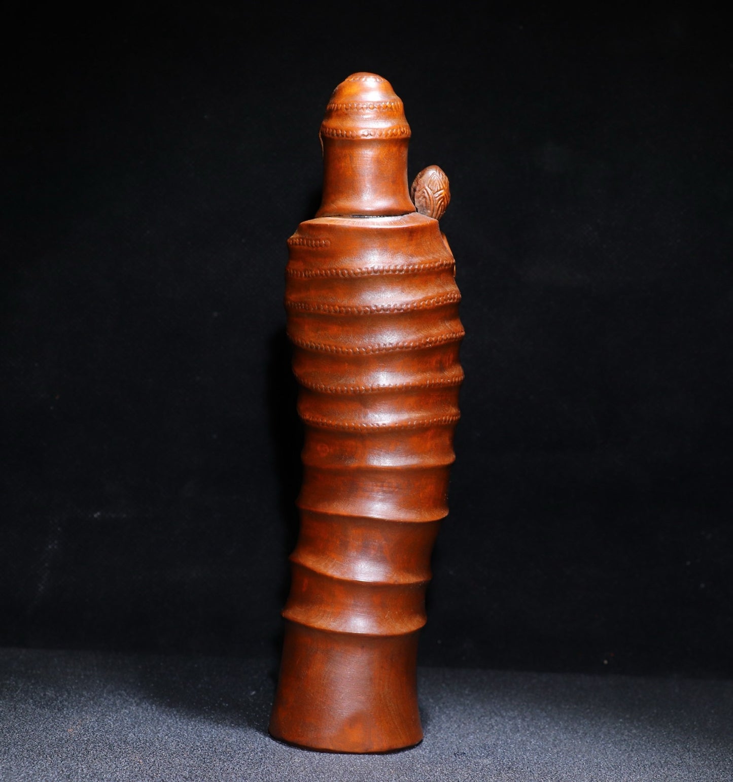 Fine carving of small leaved boxwood Bamboo Lotus Guanyin