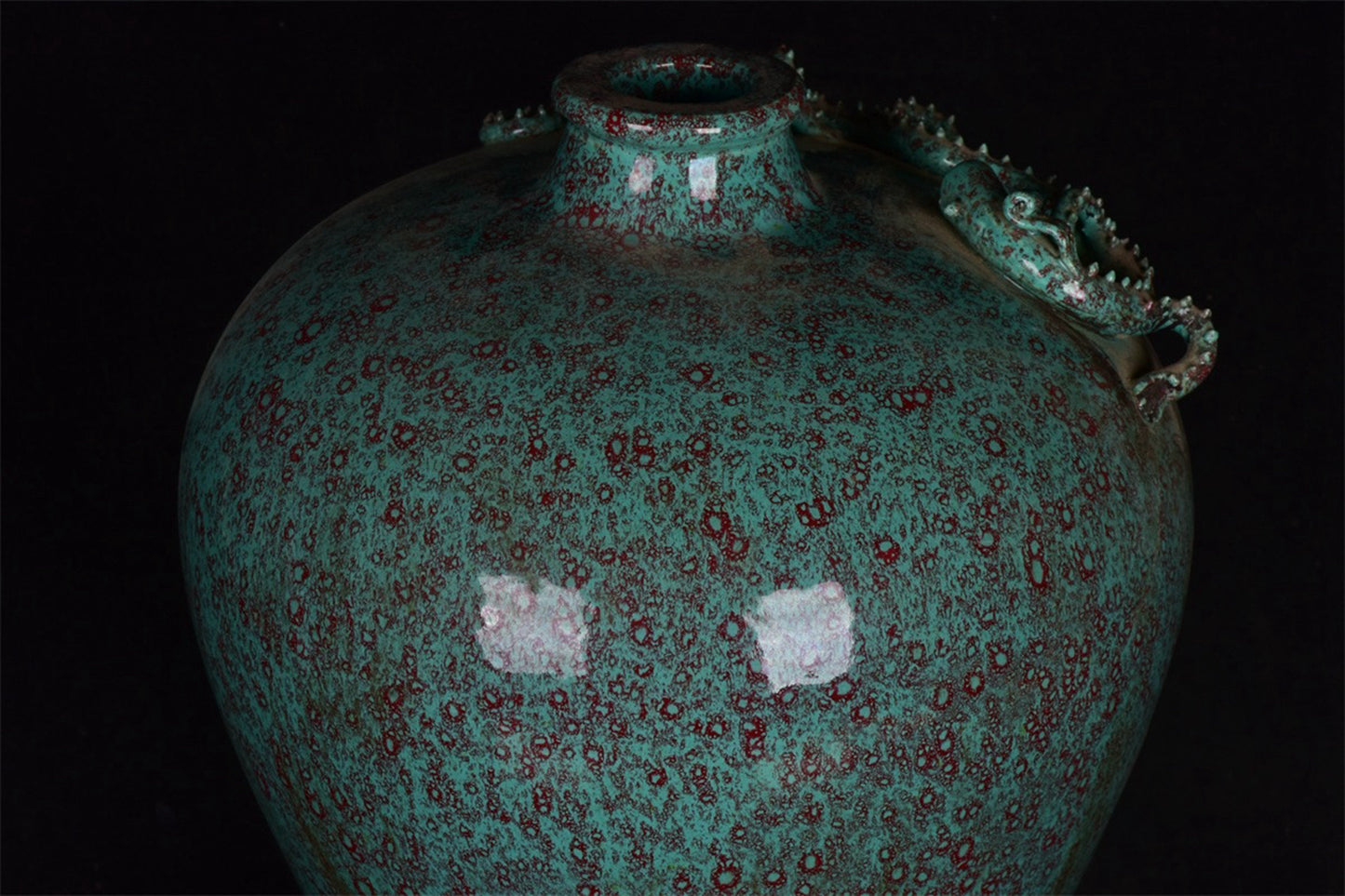 Chinese antique Lu Jun glazed coiled dragon plum vase
