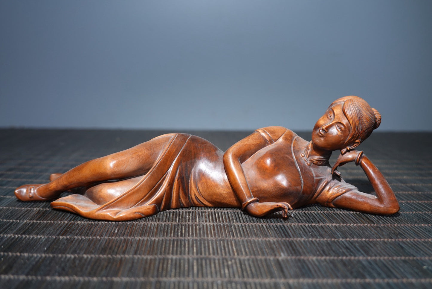 Huangyangmu finely carved girl statue