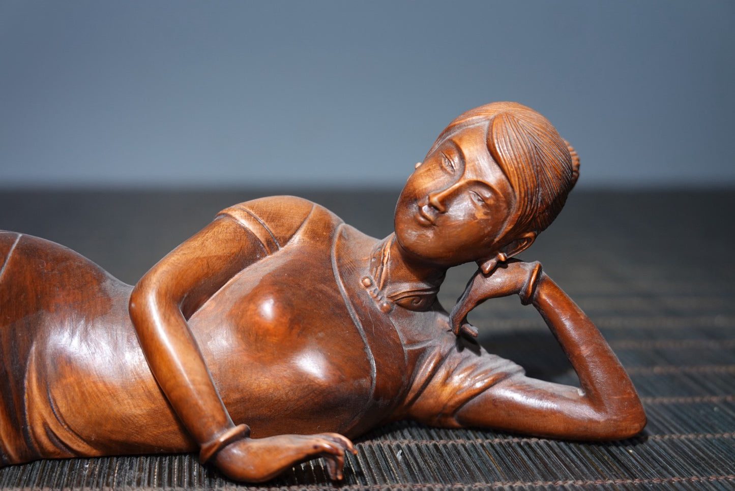 Huangyangmu finely carved girl statue