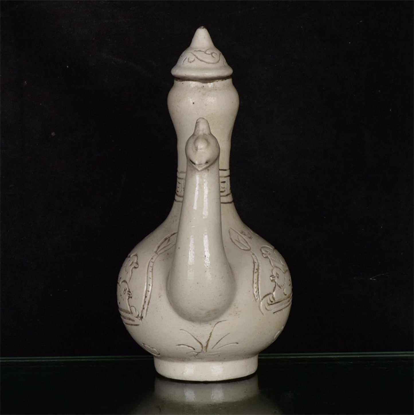 Chinese antique relief phoenix head teapot