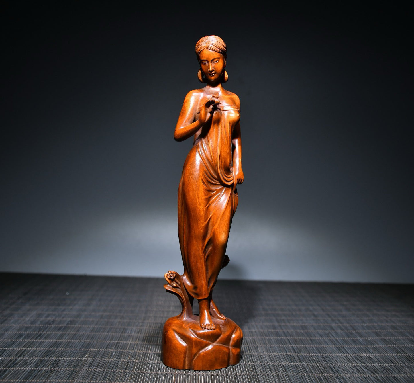 Huangyangmu finely carved girl statue