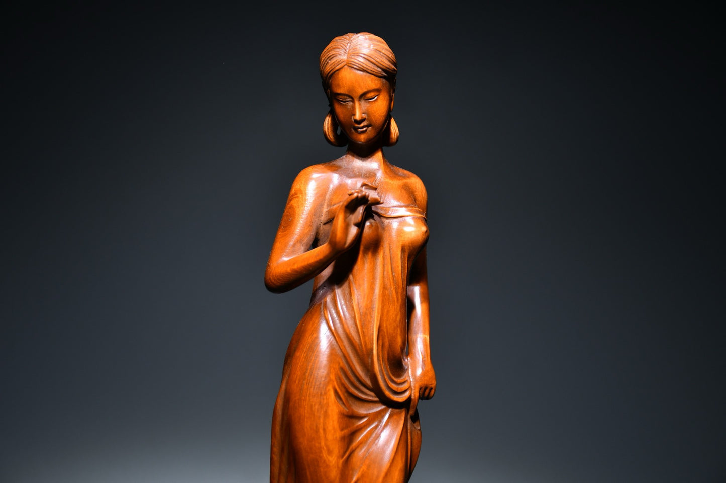 Huangyangmu finely carved girl statue