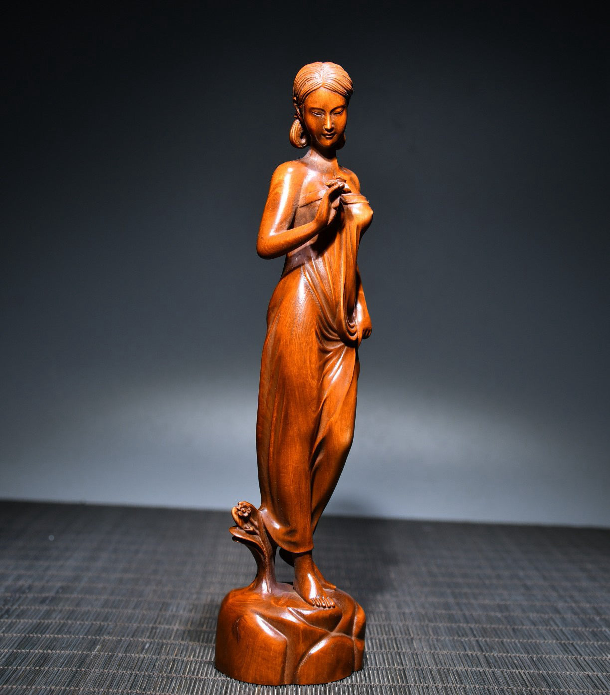 Huangyangmu finely carved girl statue